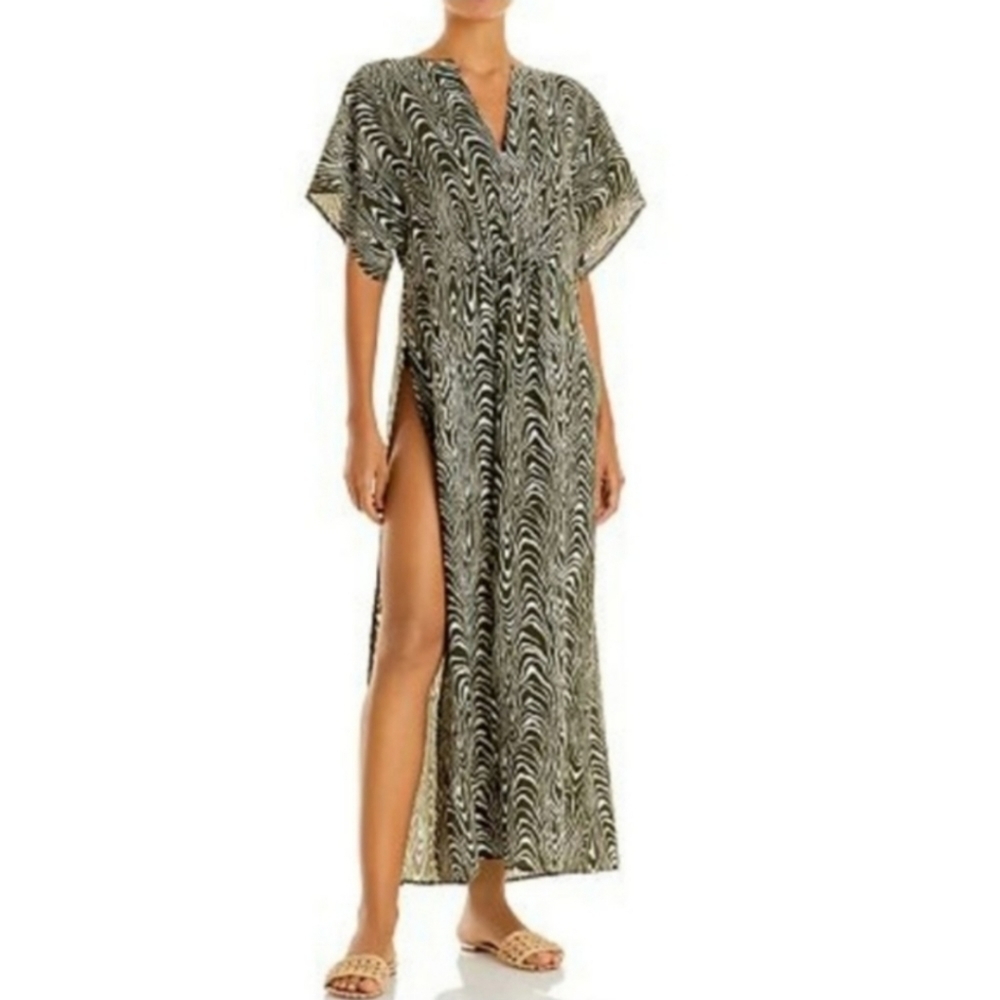 JONATHAN Simkhai Kaelynn Printed Ruched-Front Kaftan Dress